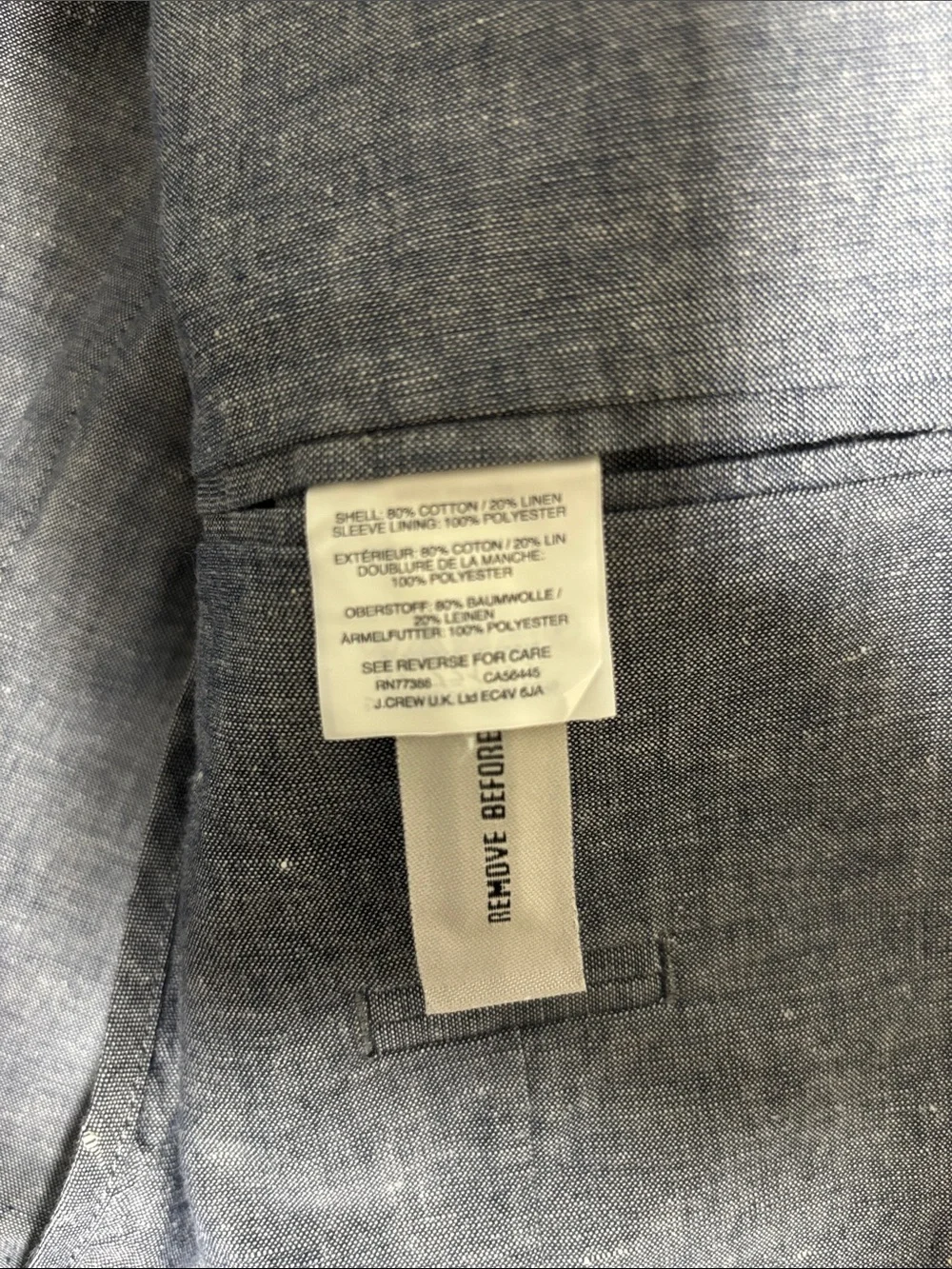 J.Crew Ludlow Sport Coat 34S Blue Cotton Linen Blazer Lightweight Summer